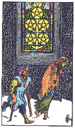 Five of Pentacles from The Rider Tarot