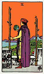 Two of Wands from the Albano-Waite Tarot