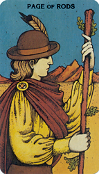Page of Rods from The Morgan-Greer Tarot