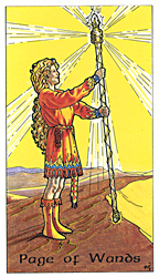 Page of Rods from The Robin Wood Tarot