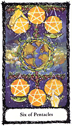 Six of Pentacles from The Sacred Rose Tarot