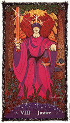 Justice from The Sacred Rose Tarot