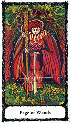 Page of Wands from The Sacred Rose Tarot
