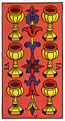 Six of Cups  from Le Tarot de Marseille (Naipes Heraclio Fornier)