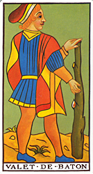 Page of Batons from Le Tarot de Marseille (Naipes Heraclio Fornier)