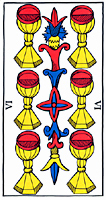 Six of Cups from Tarot of Marseilles (U.S. Games Systems/Carta Mundi)