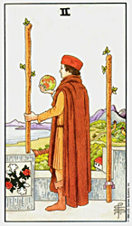 Two of Wands from The Universal Waite Tarot