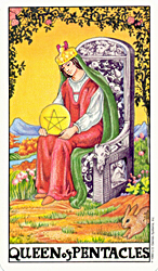 Queen of Pentacles from the Universal Waite Tarot