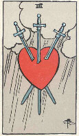 Three of Swords from The Rider Tarot Deck