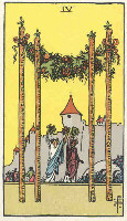Four of Wands from The Rider Tarot Deck