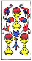 Three of Cups from the Tarot of Marseilles by Carta Muni