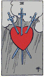 Three of Swords from The Rider Tarot