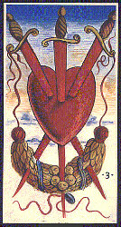 Three of Swords from the Sola-Busca Tarot