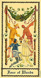Four of Wands from The Medieval Scapini Tarot
