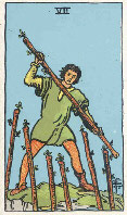 Seven of Wands from The Rider Tarot Deck